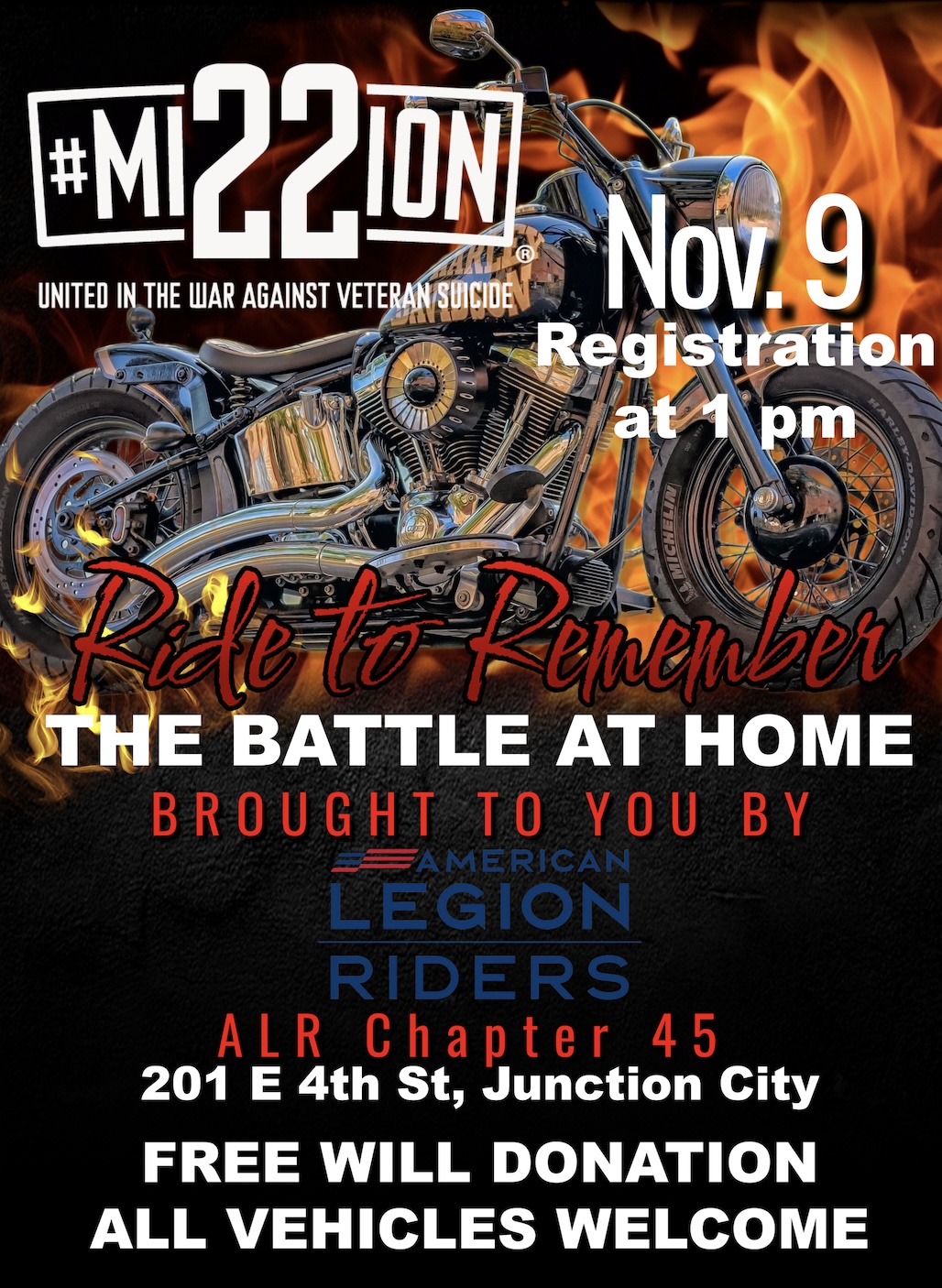 Alr Rides 9 Nov 2024 – ALR 45 Junction City – Ride to Remember